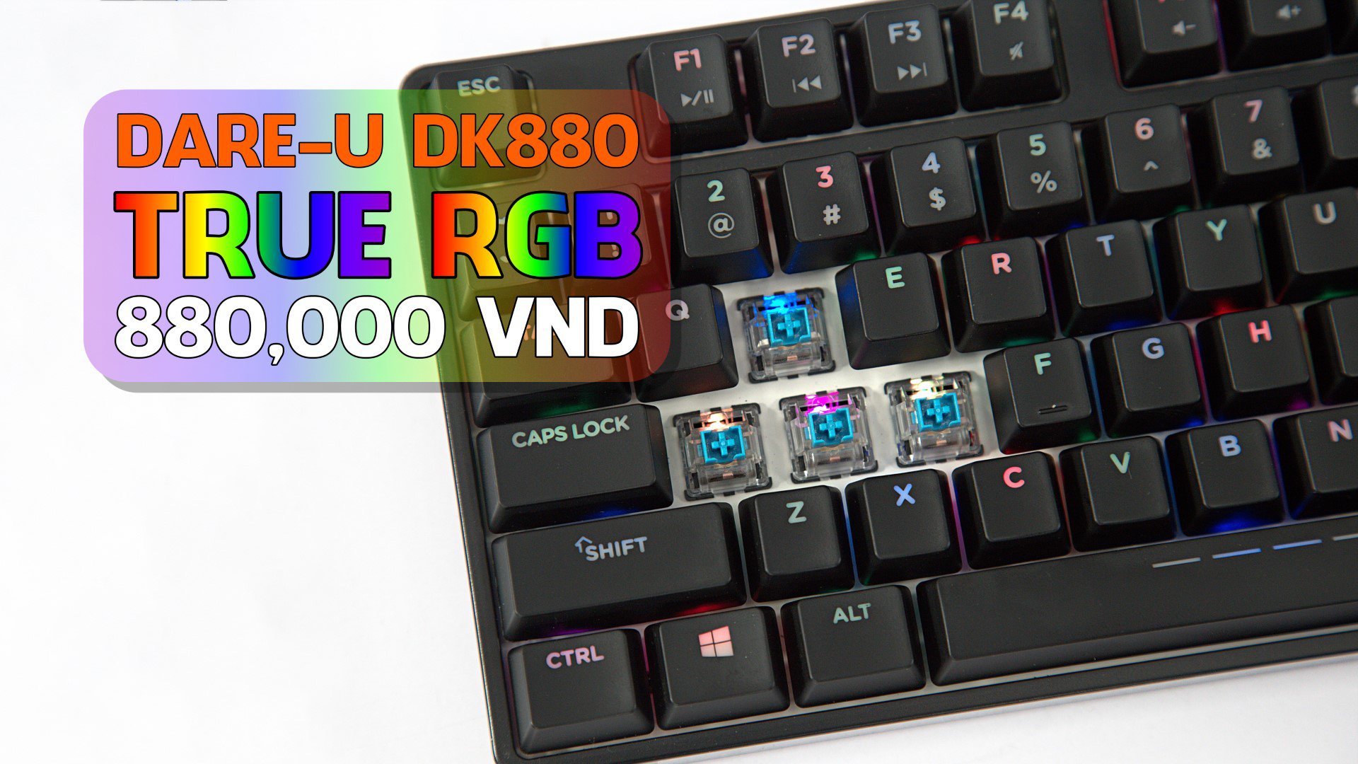 Giới thiệu Bàn phím cơ Dareu DK880 RGB Mechanical Blue D Switch Black